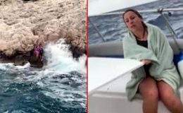 Kayalıklarda mahsur kalan tatilciler tur teknesi personelince kurtarıldı! O anlar kamerada